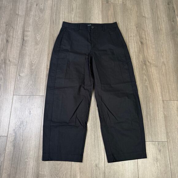 J.Crew Lasso Barrel Leg Pants Womens 28 Black Cotton-Linen Blend Hi-Rise CK354 - Picture 2 of 6